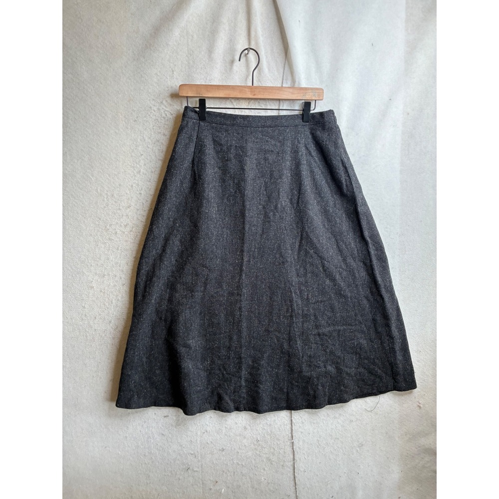 Requirements Woman Charcoal Gray Wool Blend A-Line Midi Skirt Plus Size 20W USA